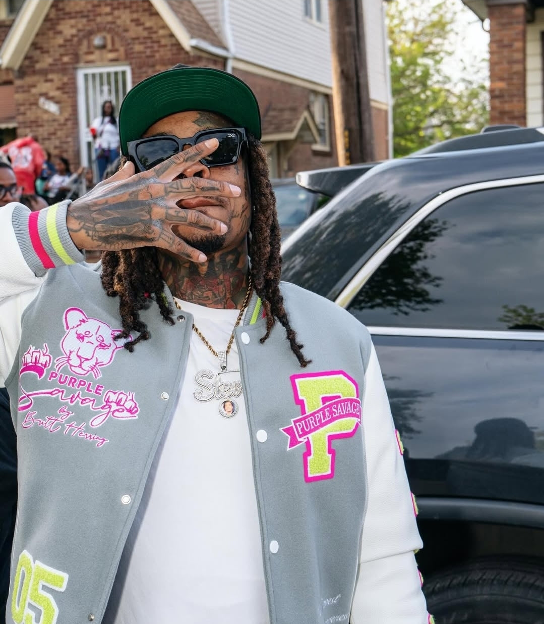 Watermelon PSA Lion Scratch Varsity Jacket
