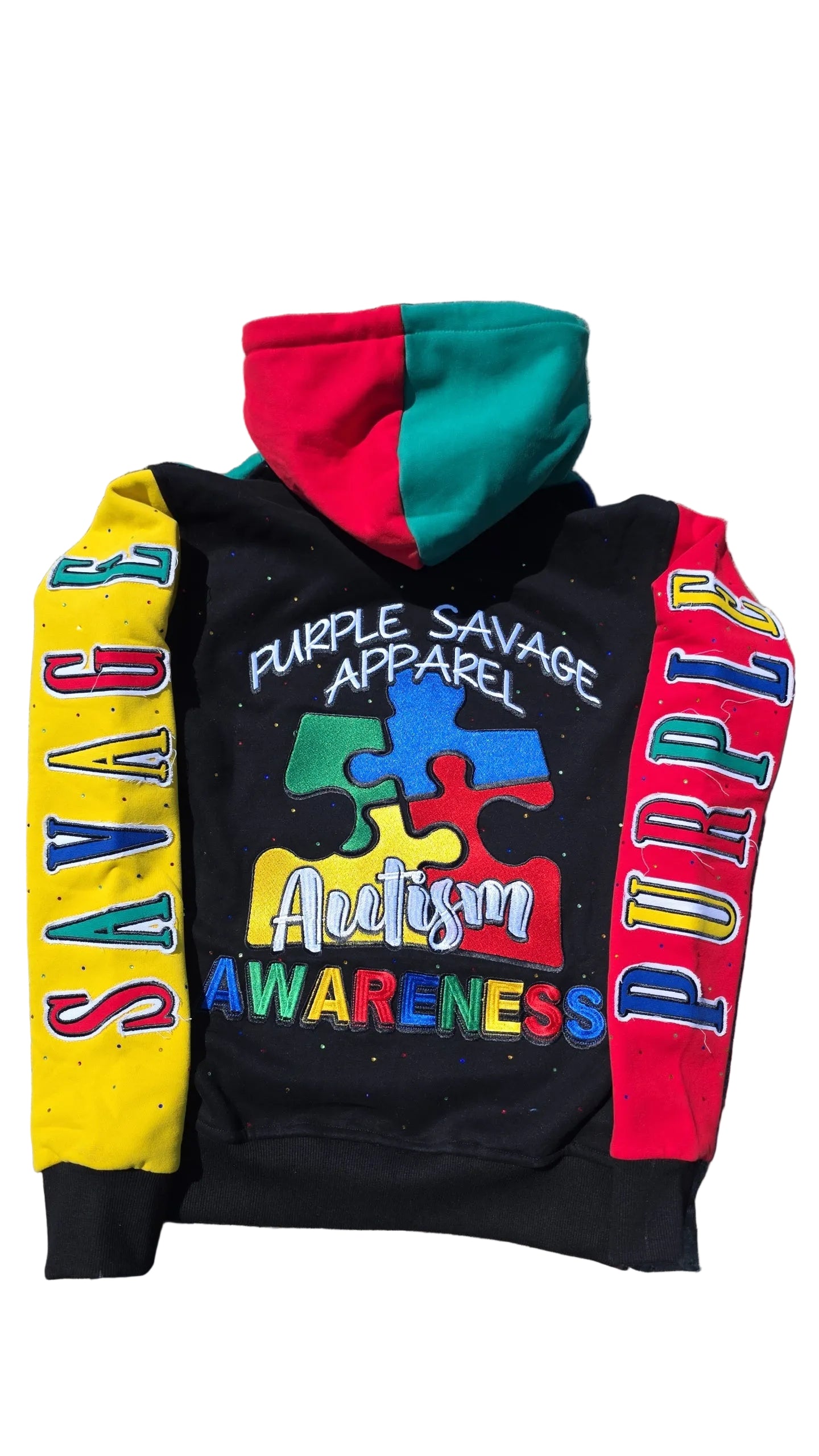 Multicolored Rhinestone Autism Awareness Hoodie with Crew Socks