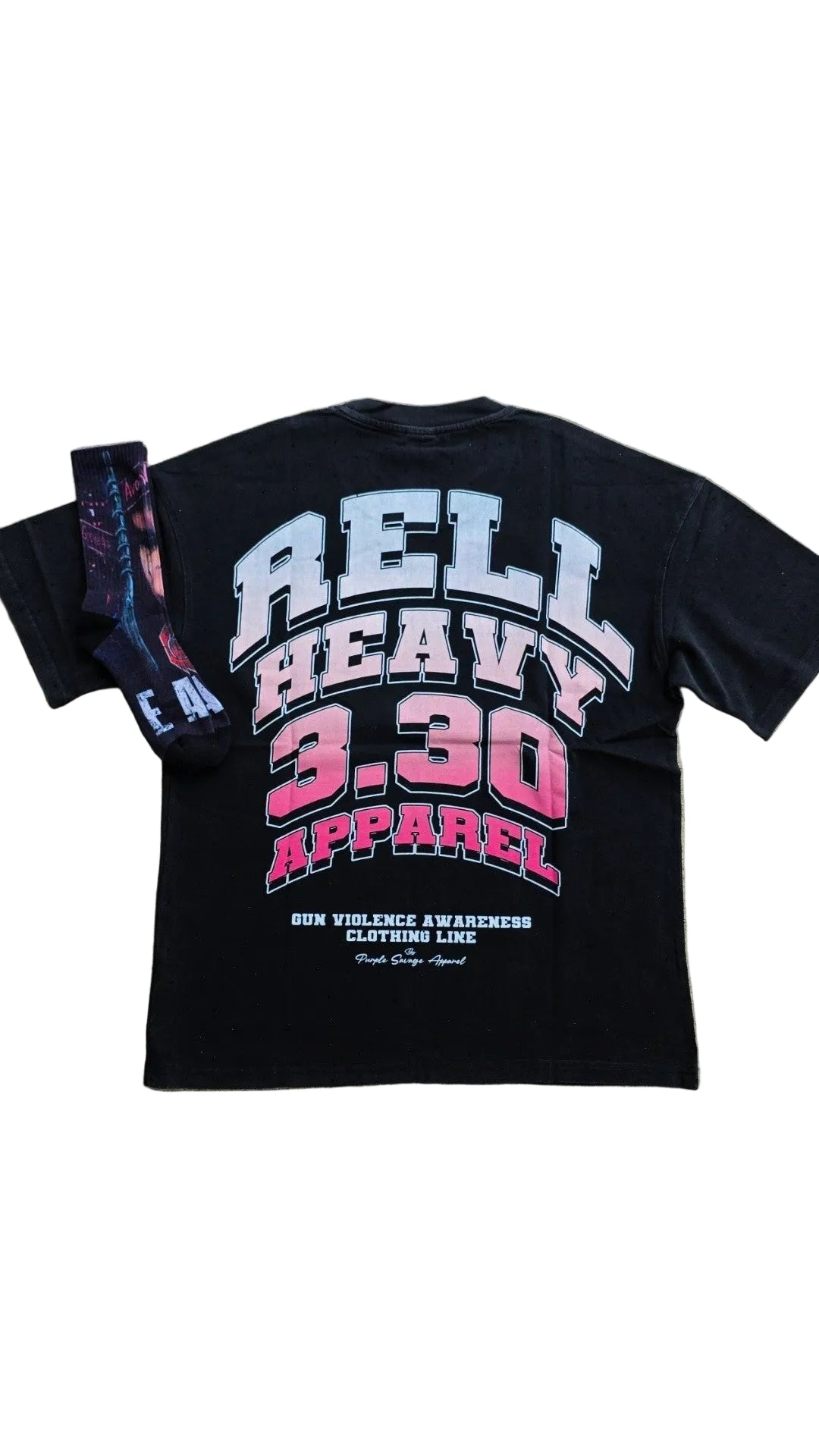 Rell Heavy Rhinestone Washed T Shirt with Crew Socks