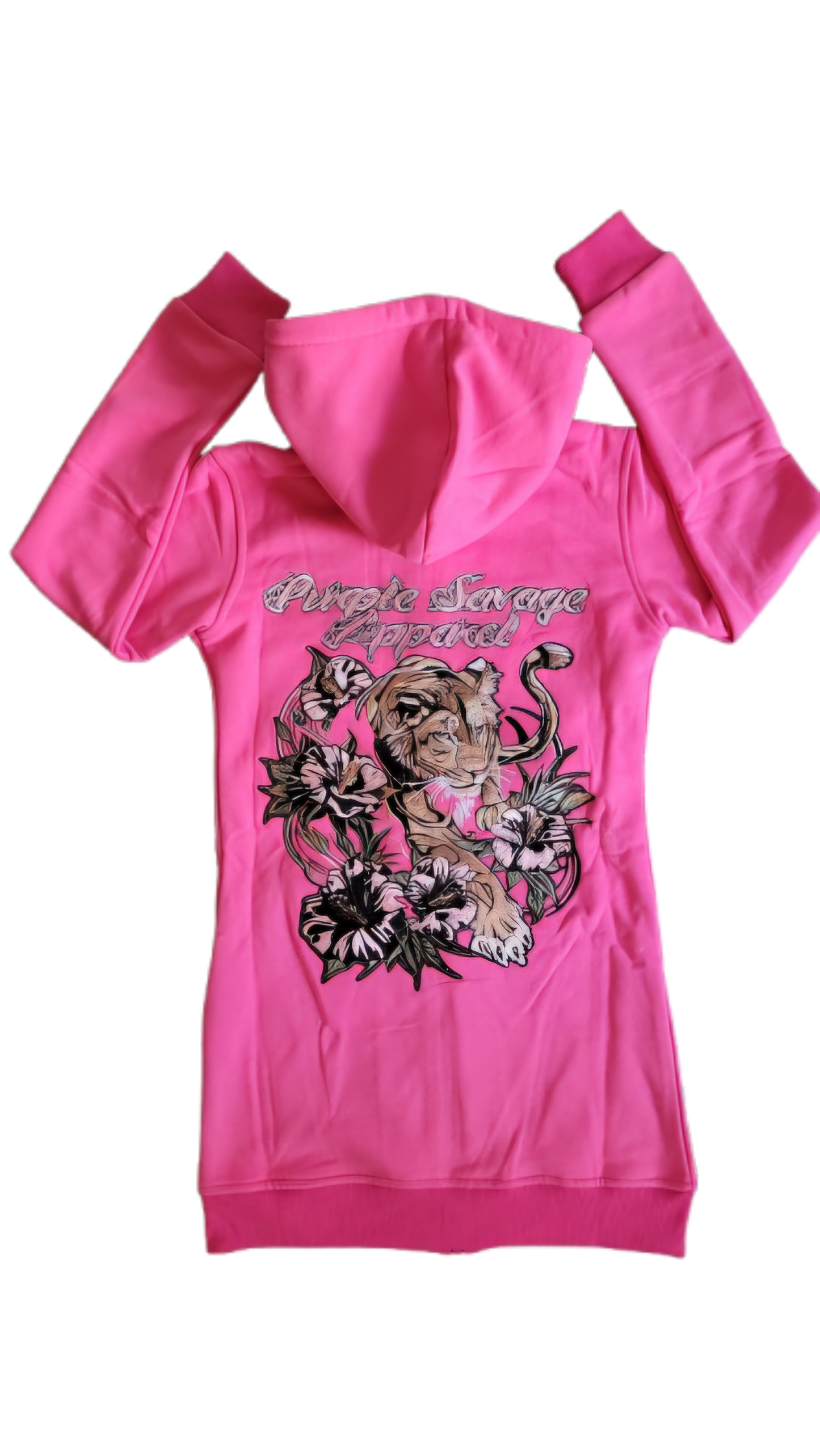 Lion Hibiscus Field Hoodie Zip up Dress