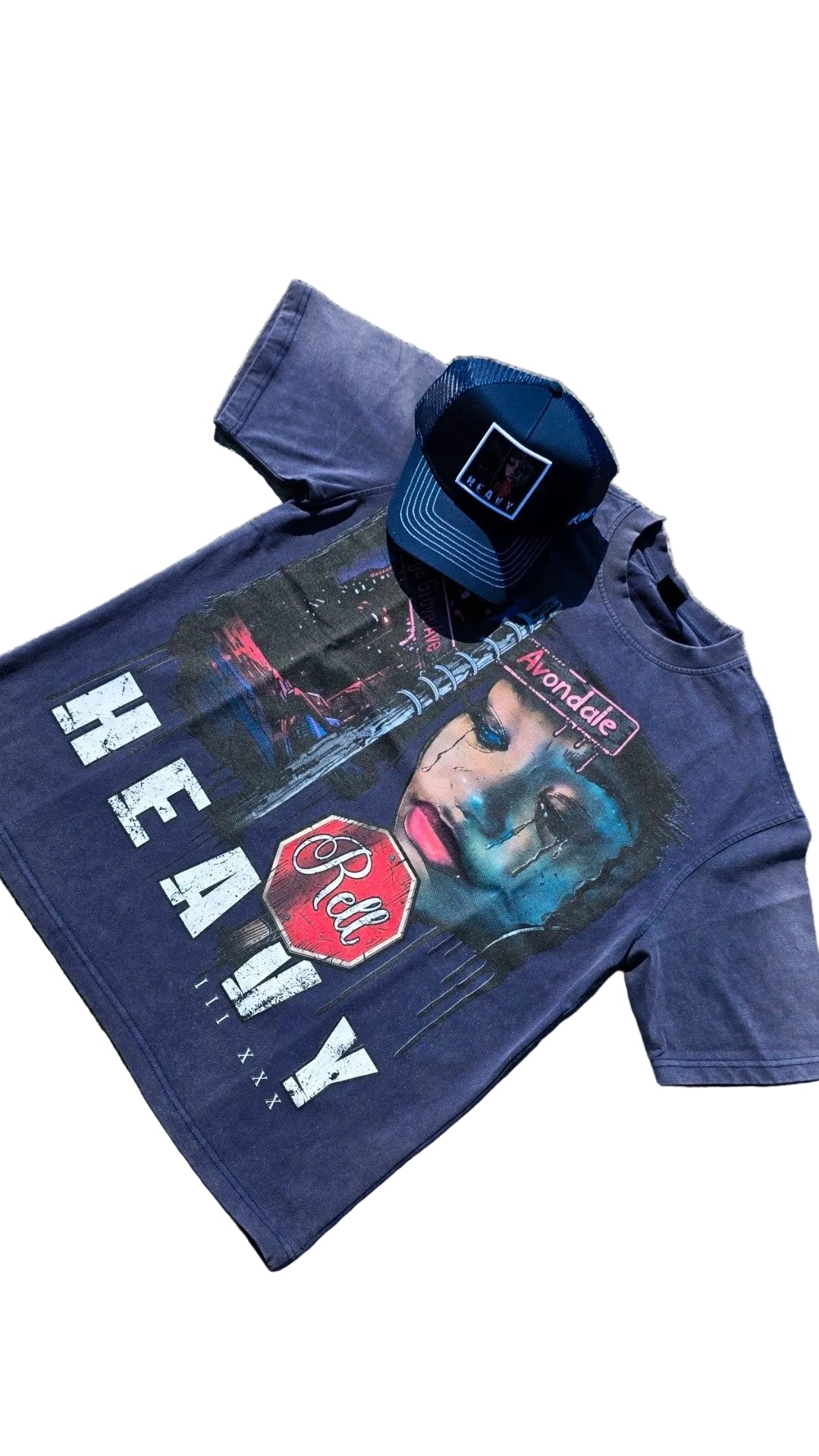 Rell Heavy Washed Tee with Trucker Hat