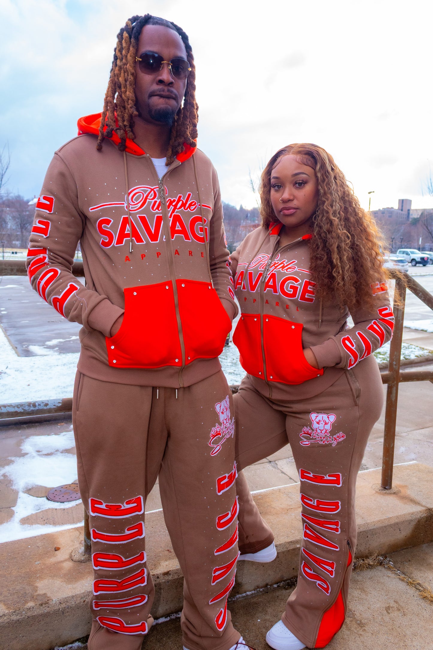 Rhinestone Flared Jogger Sets