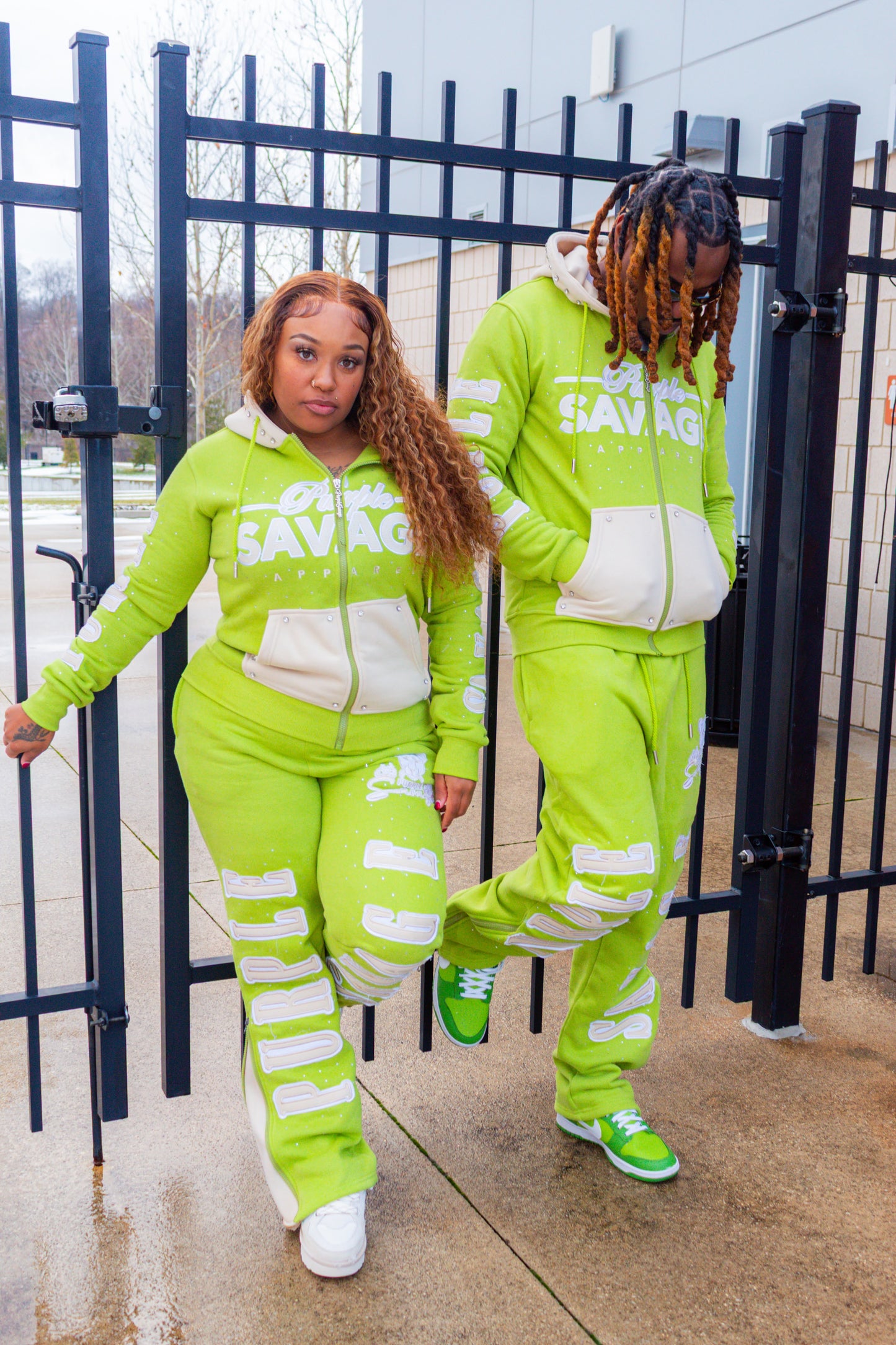 Rhinestone Flared Jogger Sets