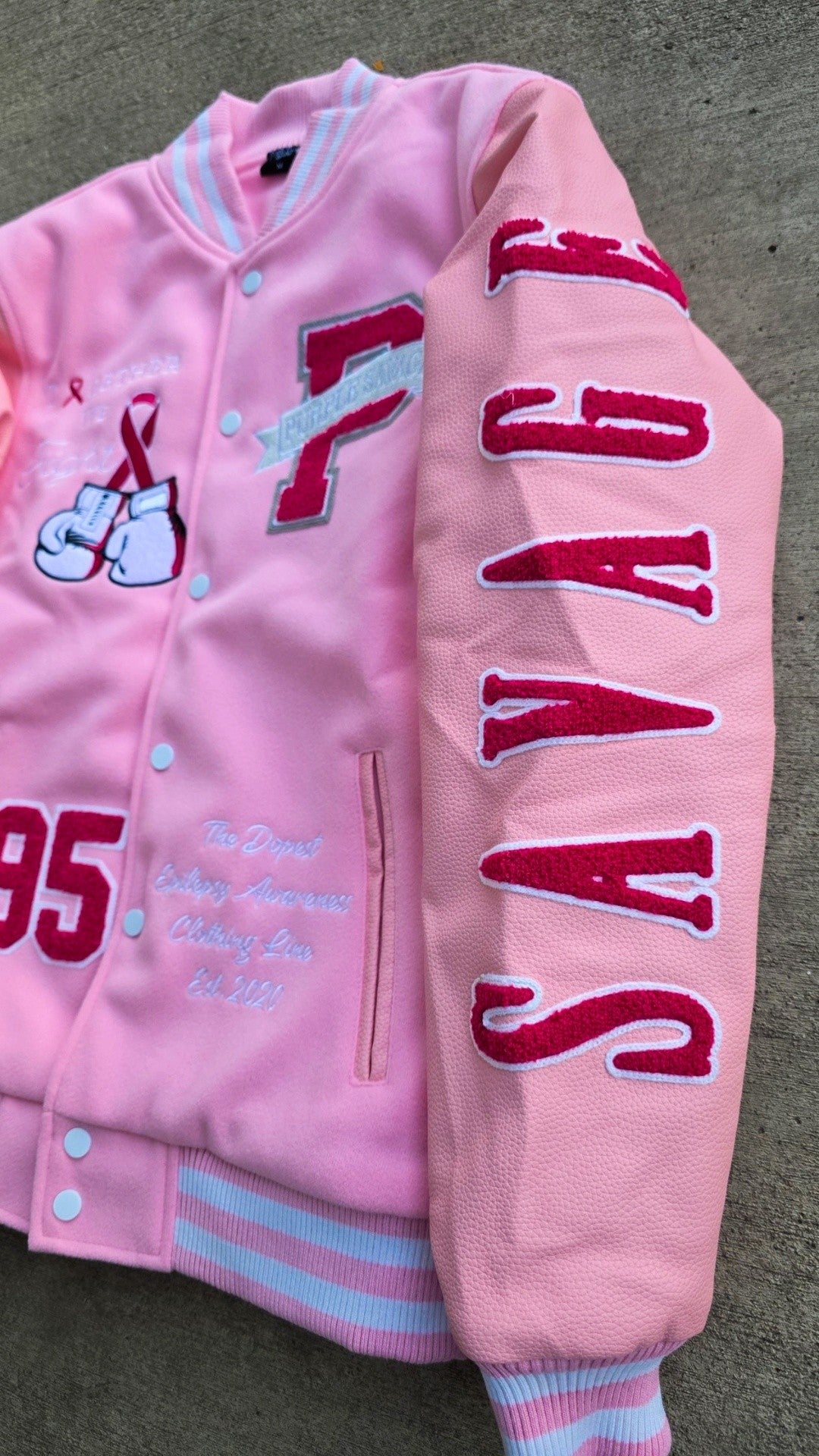 Maxine Breast Cancer Varsity Jacket