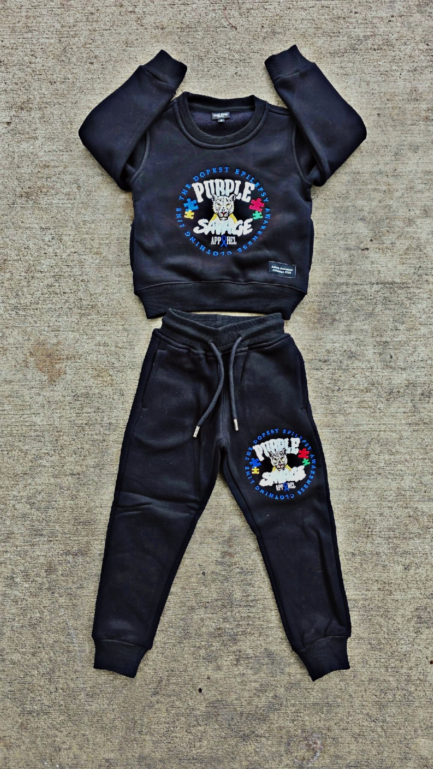 Children's Autism Awareness Crew Jogger Set