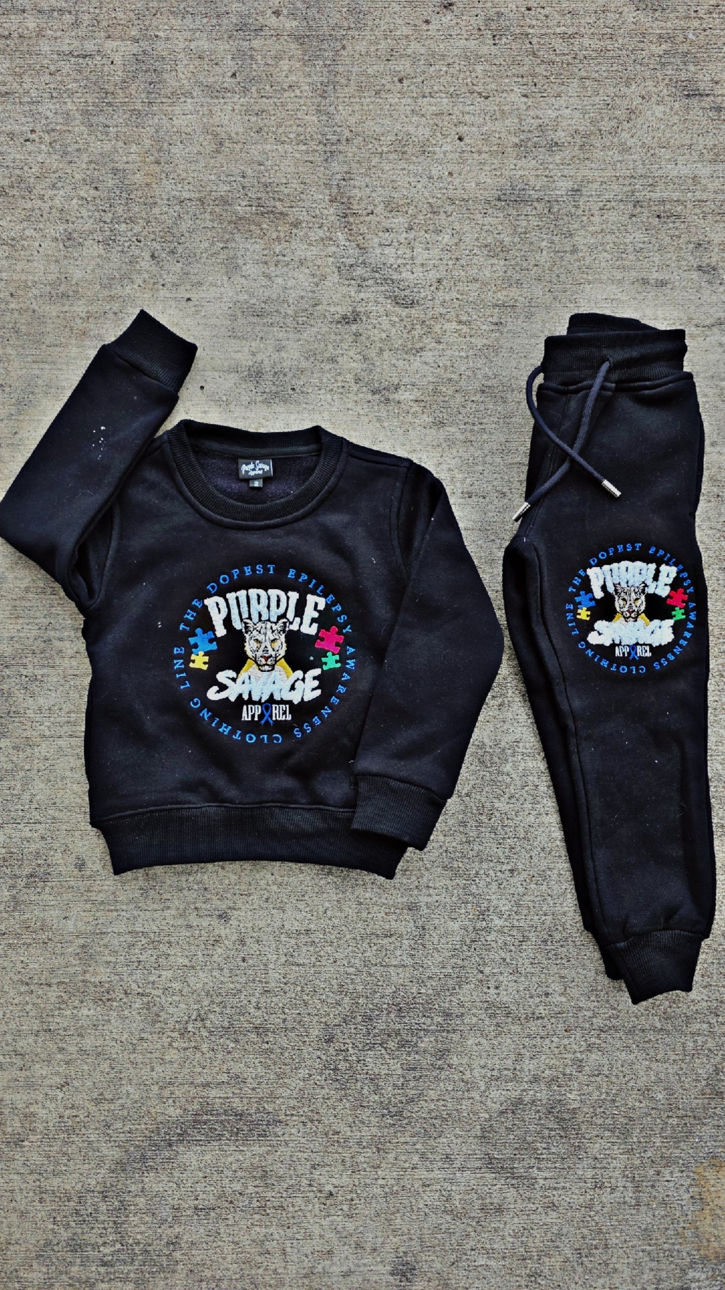 Children's Autism Awareness Crew Jogger Set