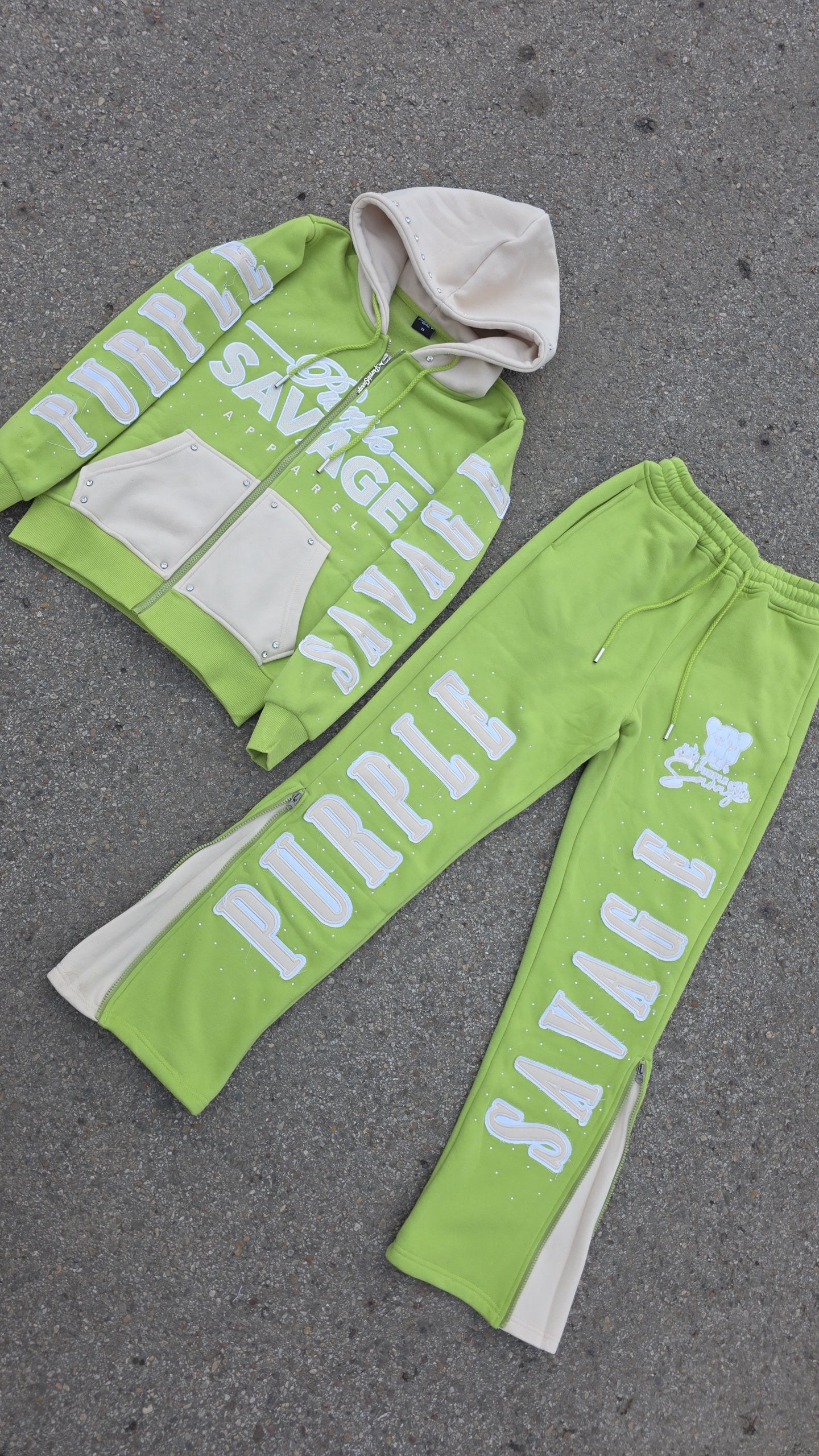 Rhinestone Flared Jogger Sets