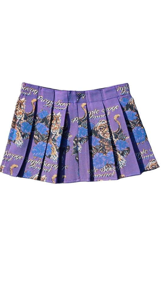 Women's Lion Hibiscus Field Tapestry Pleaded Skirt