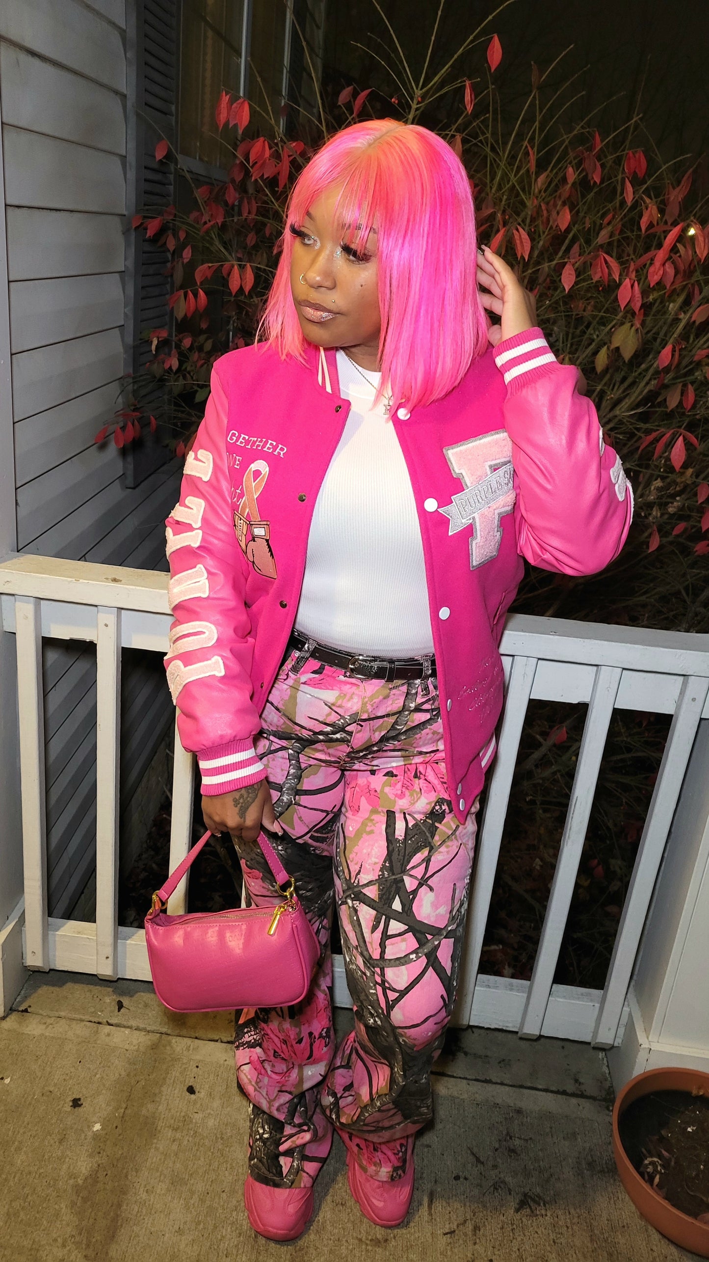 Maxine 95 Breast Cancer Varsity Jacket
