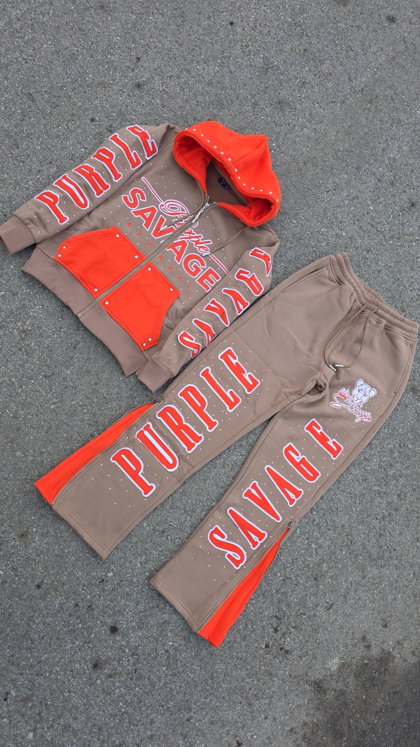 Rhinestone Flared Jogger Sets