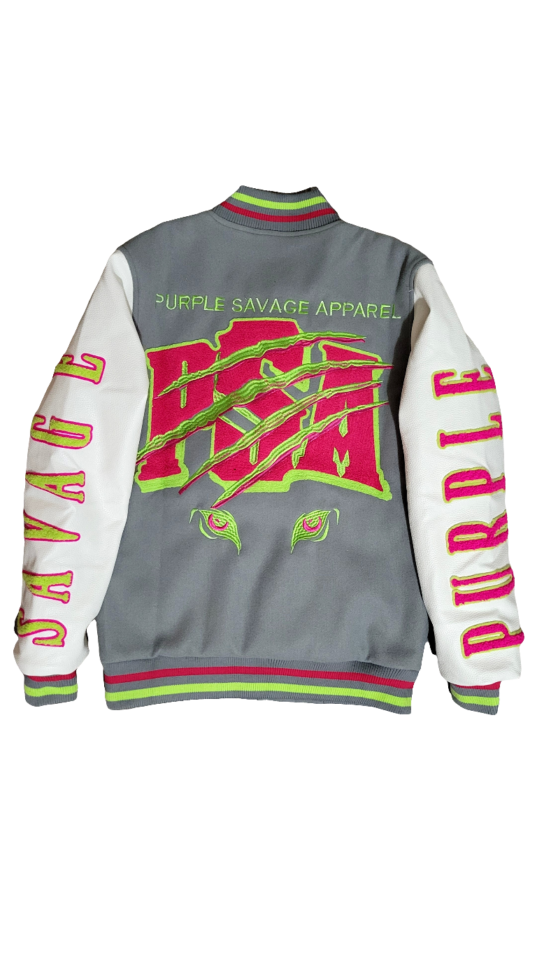 Watermelon PSA Lion Scratch Varsity Jacket