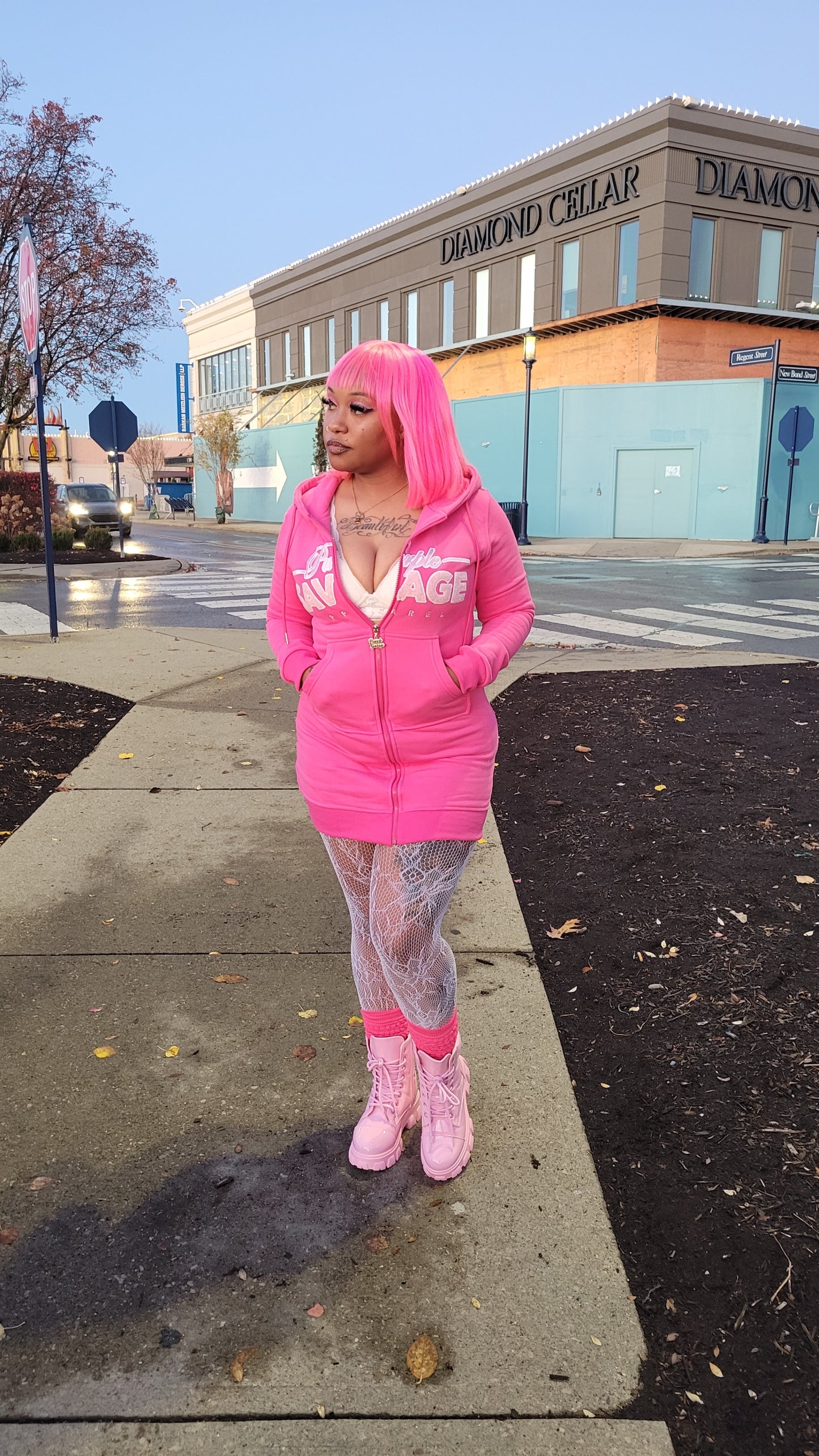 Lion Hibiscus Field Hoodie Zip up Dress