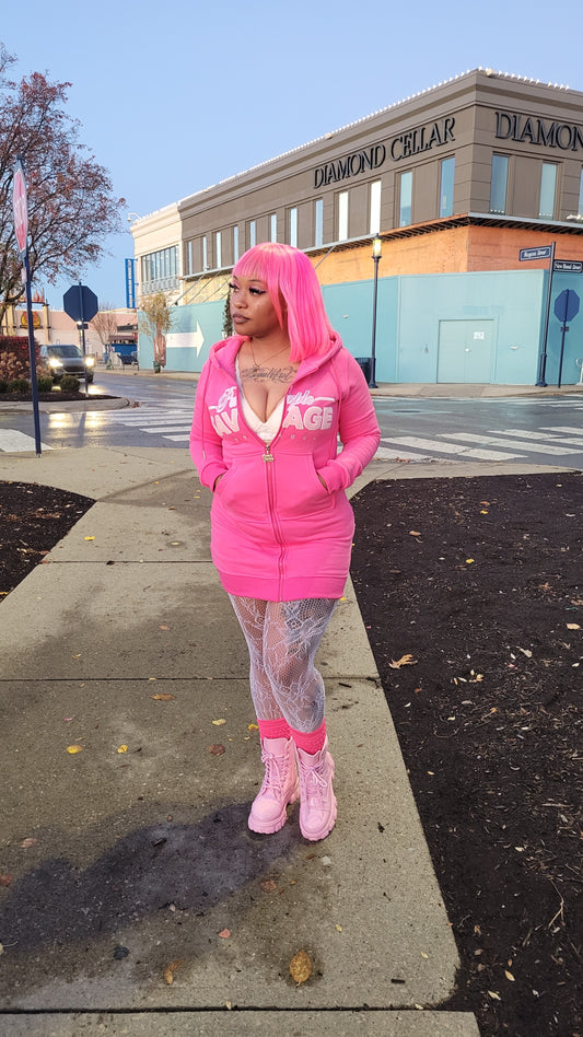 Lion Hibiscus Field Hoodie Zip up Dress