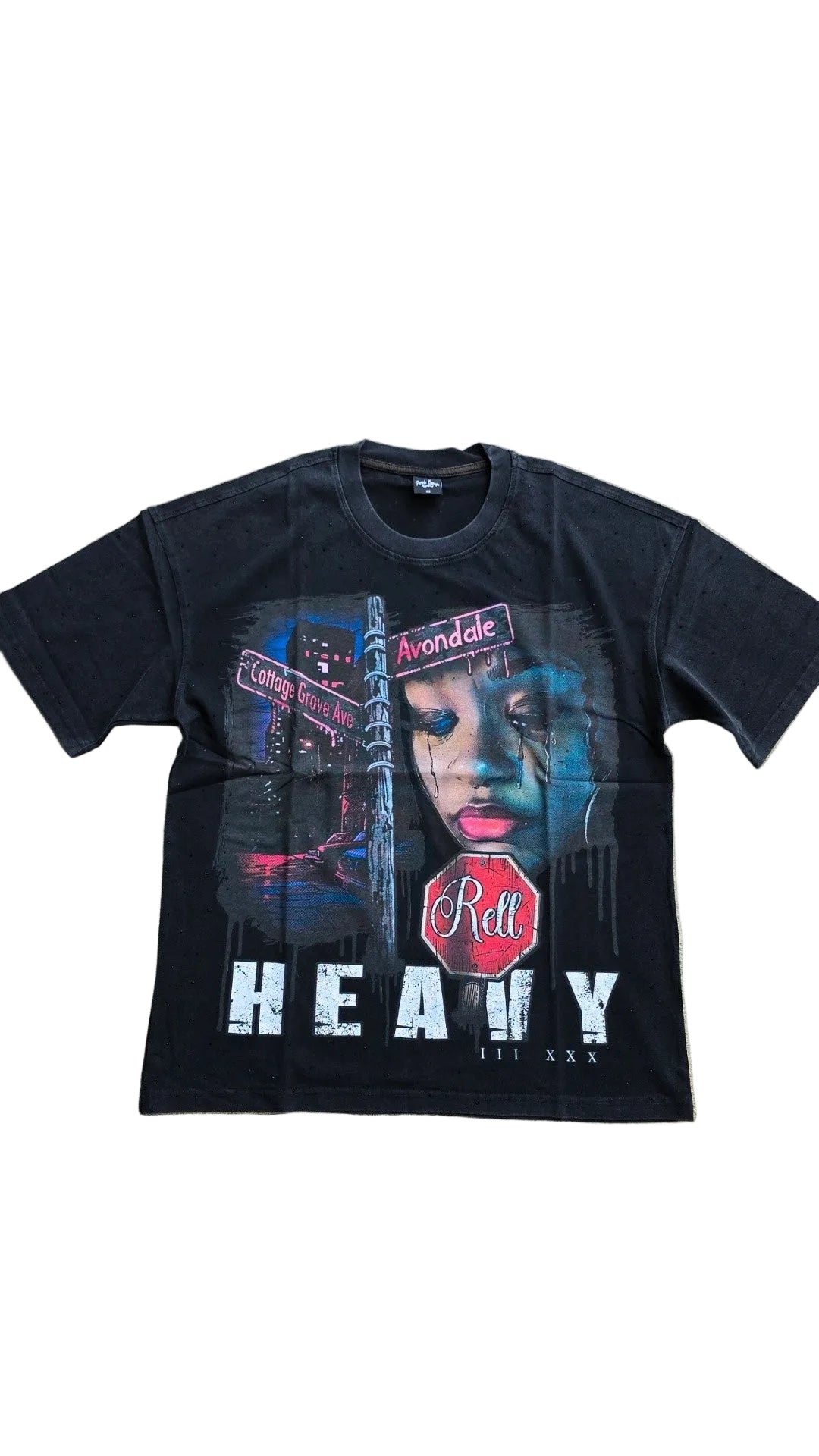 Rell Heavy Rhinestone Washed T Shirt with Crew Socks